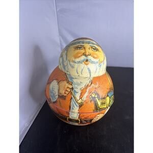 Vintage 1980 Chein Industries Bristol Ware Roly Poly Santa Claus Tobacco Tin